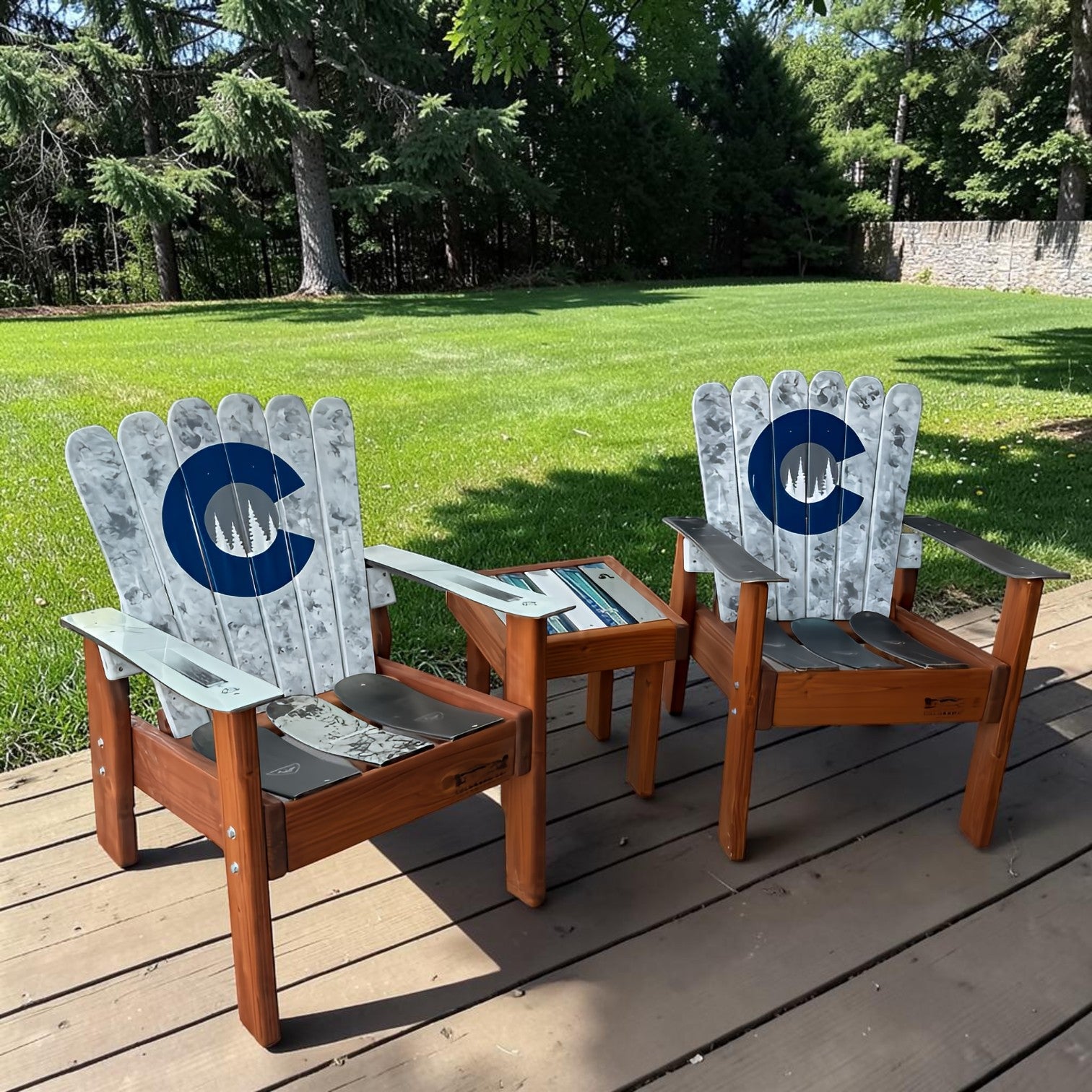 Compact Hand Painted Ski/Snowboard Chair | Colorado Ski Furniture