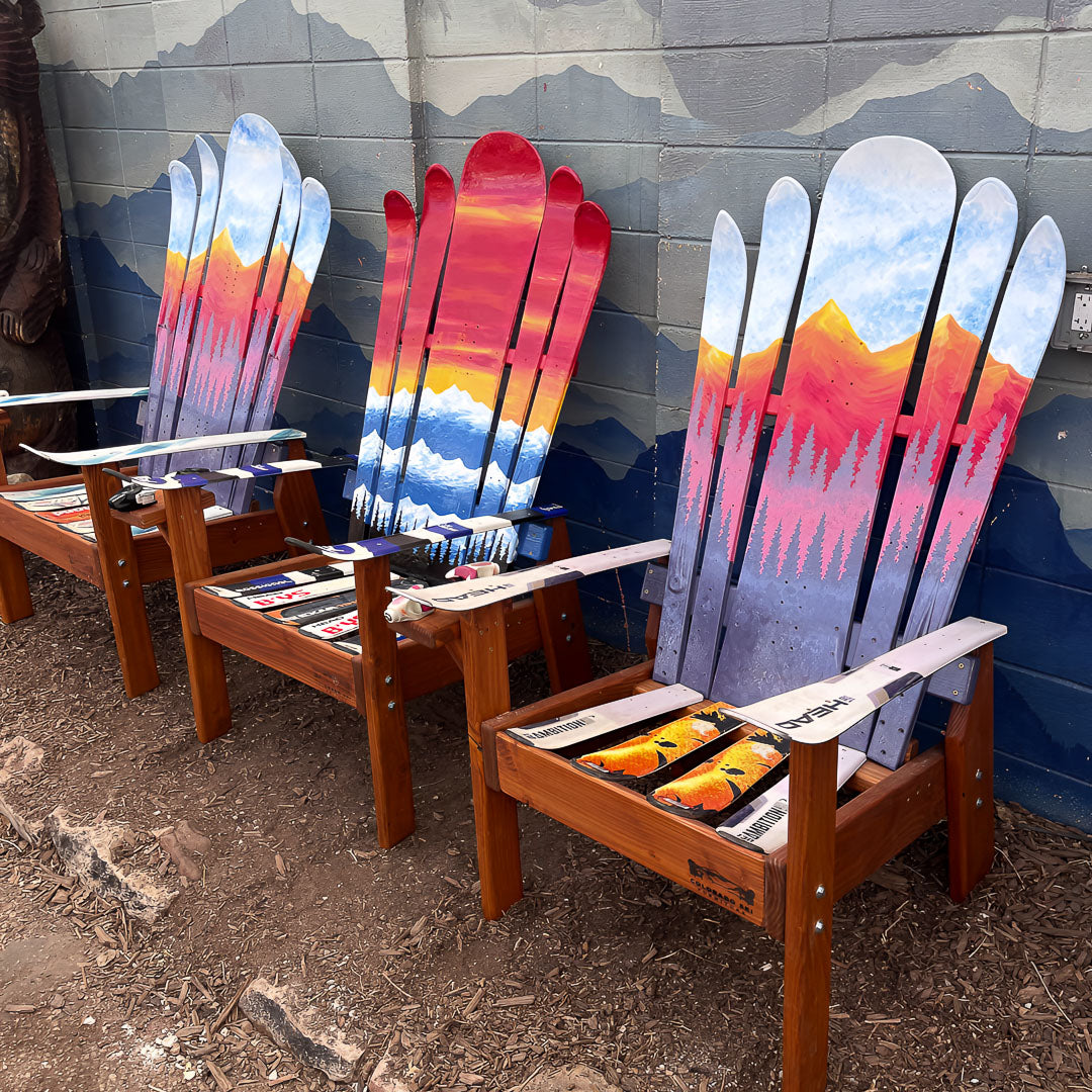 Frontier Hand Painted Ski/Snowboard Chair | Colorado Ski Furniture